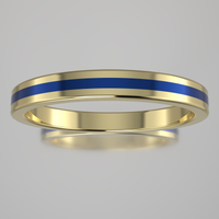 Polished Yellow Gold 2.5mm Stacking Ring Blue Resin