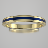 Polished Yellow Gold 2.5mm Stacking Ring Dark Blue Resin
