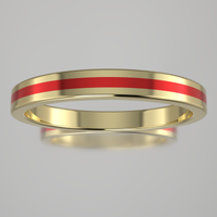 Polished Yellow Gold 2.5mm Stacking Ring Red Resin