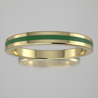 Polished Yellow Gold 2.5mm Stacking Ring Transparent Green Resin