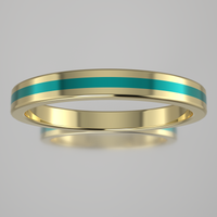 Polished Yellow Gold 2.5mm Stacking Ring Turquoise Resin