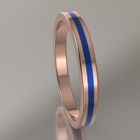 Polished Rose Gold 2.5mm Stacking Ring Blue Resin