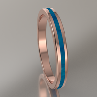 Polished Rose Gold 2.5mm Stacking Ring Blue Swirl Resin