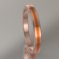 Polished Rose Gold 2.5mm Stacking Ring Orange Resin