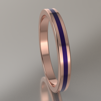 Polished Rose Gold 2.5mm Stacking Ring Purple Resin