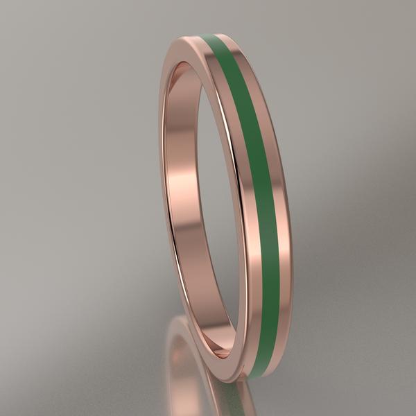 Polished Rose Gold 2.5mm Stacking Transparent Green Resin