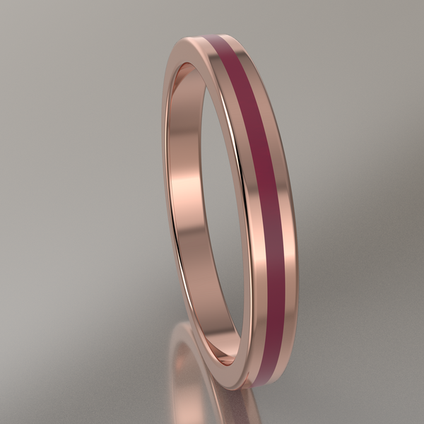 Polished Rose Gold 2.5mm Stacking Transparent Pink Resin