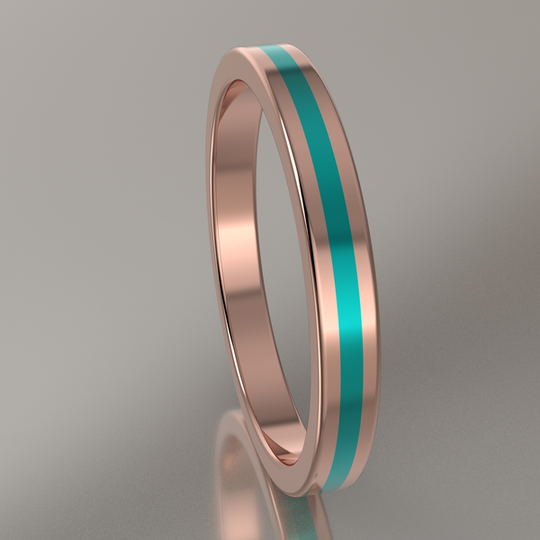 Polished Rose Gold 2.5mm Stacking Turquoise Resin