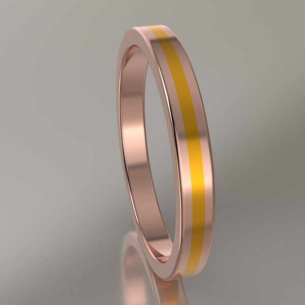 Polished Rose Gold 2.5mm Stacking Yellow Resin