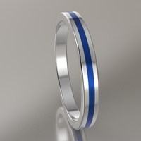 Polished White Gold 2.5mm Stacking Ring Blue Resin