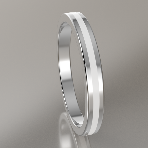 Polished White Gold 2.5mm Stacking Ring White Resin