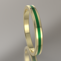Polished Yellow Gold 2.5mm Stacking Ring Green Resin