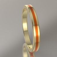 Polished Yellow Gold 2.5mm Stacking Ring Orange Resin