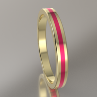 Polished Yellow Gold 2.5mm Stacking Ring Pink Resin
