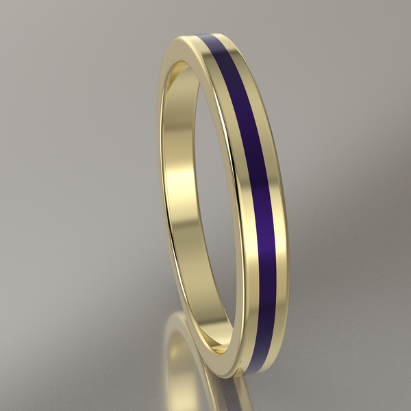 Polished Yellow Gold 2.5mm Stacking Ring Purple Resin