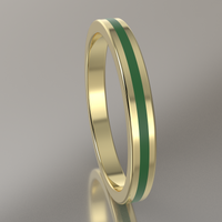 Polished Yellow Gold 2.5mm Stacking Ring Transparent Green Resin