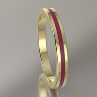 Polished Yellow Gold 2.5mm Stacking Ring Transparent Pink Resin