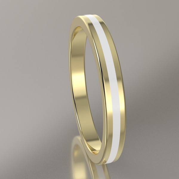 Polished Yellow Gold 2.5mm Stacking Ring White Resin