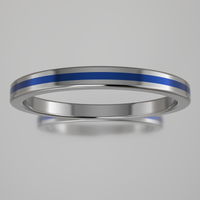 Polished White Gold 2mm Stacking Ring Blue Resin