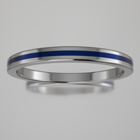 Polished Sterling Silver 2mm Stacking Ring Dark Blue Resin