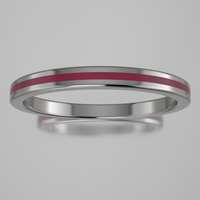 Polished White Gold 2mm Stacking Ring Transparent Pink Resin