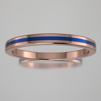 Polished Rose Gold 2mm Stacking Ring Blue Resin