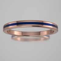 Polished Rose Gold 2mm Stacking Ring Dark Blue Resin