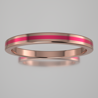 Polished Rose Gold 2mm Stacking Ring Pink Resin