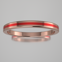 Polished Rose Gold 2mm Stacking Ring Red Resin