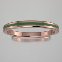 Polished Rose Gold 2mm Stacking Ring Green Resin