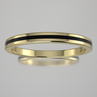 Polished Yellow Gold 2mm Stacking Ring Black Resin
