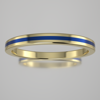 Polished Yellow Gold 2mm Stacking Ring Blue Resin