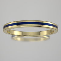 Polished Yellow Gold 2mm Stacking Ring Dark Blue Resin