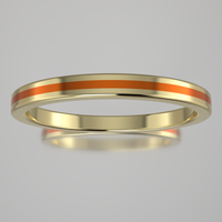Polished Yellow Gold 2mm Stacking Ring Orange Resin