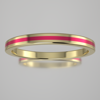 Polished Yellow Gold 2mm Stacking Ring Pink Resin