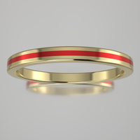 Polished Yellow Gold 2mm Stacking Ring Red Resin