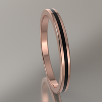 Polished Rose Gold 2mm Stacking Ring Black Resin