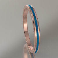 Polished Rose Gold 2mm Stacking Ring Blue Swirl Resin