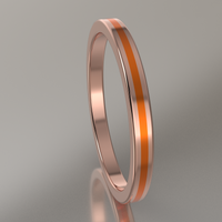 Polished Rose Gold 2mm Stacking Ring Orange Resin