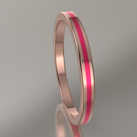 Polished Rose Gold 2mm Stacking Ring Pink Resin
