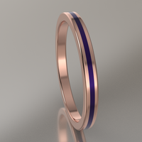 Polished Rose Gold 2mm Stacking Ring Purple Resin