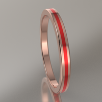 Polished Rose Gold 2mm Stacking Ring Red Resin