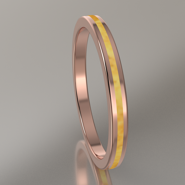 Polished Rose Gold 2mm Stacking Ring Shimmer Gold Resin