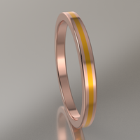 Polished Rose Gold 2mm Stacking Ring Yellow Resin