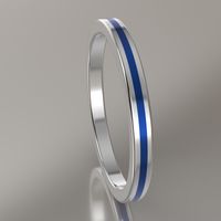 Polished Sterling Silver 2mm Stacking Ring Blue Resin