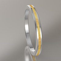 Polished White Gold 2mm Stacking Ring Shimmering Gold Resin
