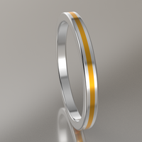 Polished White Gold 2mm Stacking Ring Yellow Resin