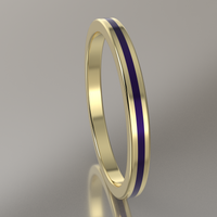 Polished Yellow Gold 2mm Stacking Ring Purple Resin