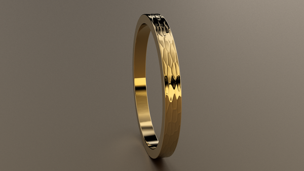 Hammered Yellow Gold 2mm Flat Wedding Band