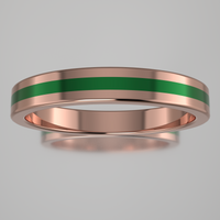 Polished Rose Gold 3mm Stacking Ring Green Resin